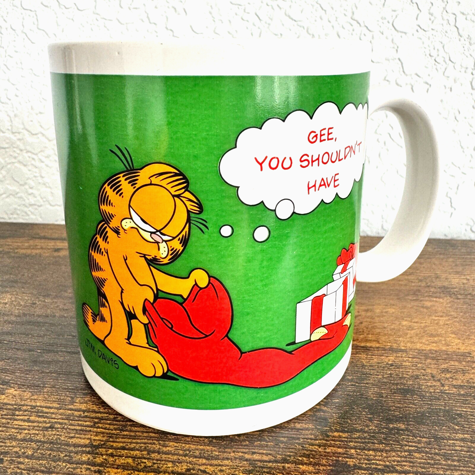 Enesco Garfield Cat Coffee Mug Christmas Gee You Shouldn\'t Have 1978 Jim Davis