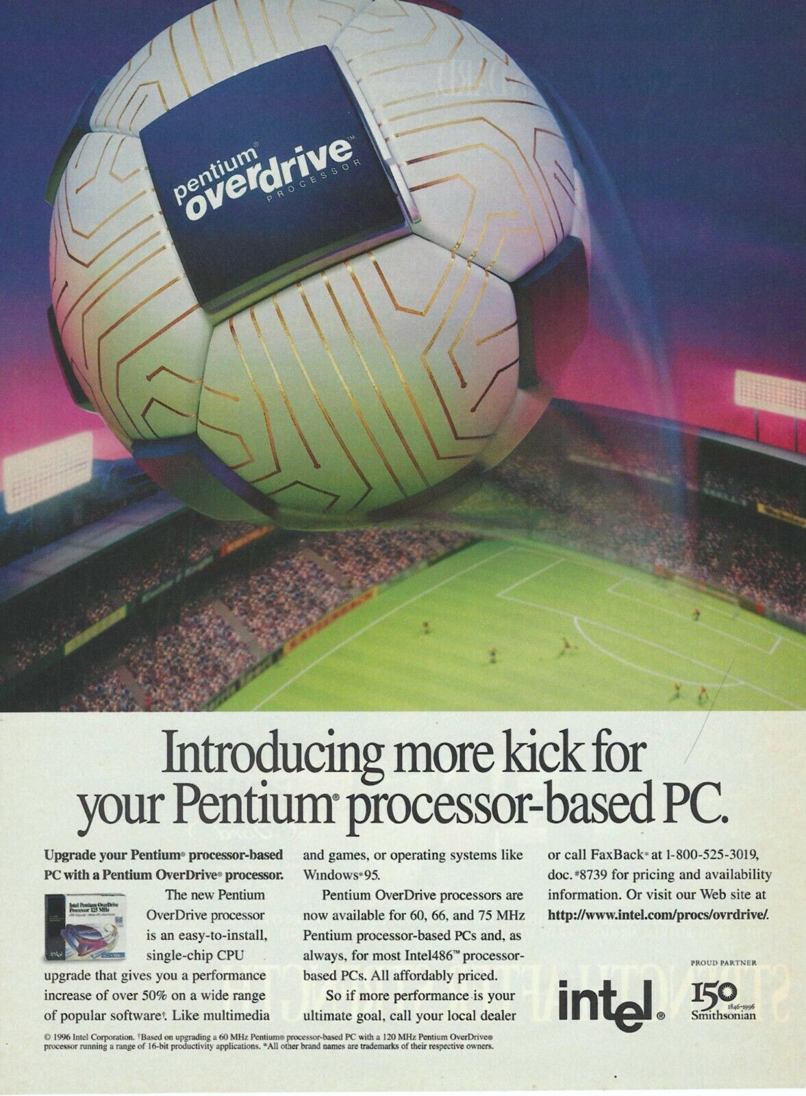 Vintage/Retro Intel Pentium Overdrive CPU Print Ad Promo 1996