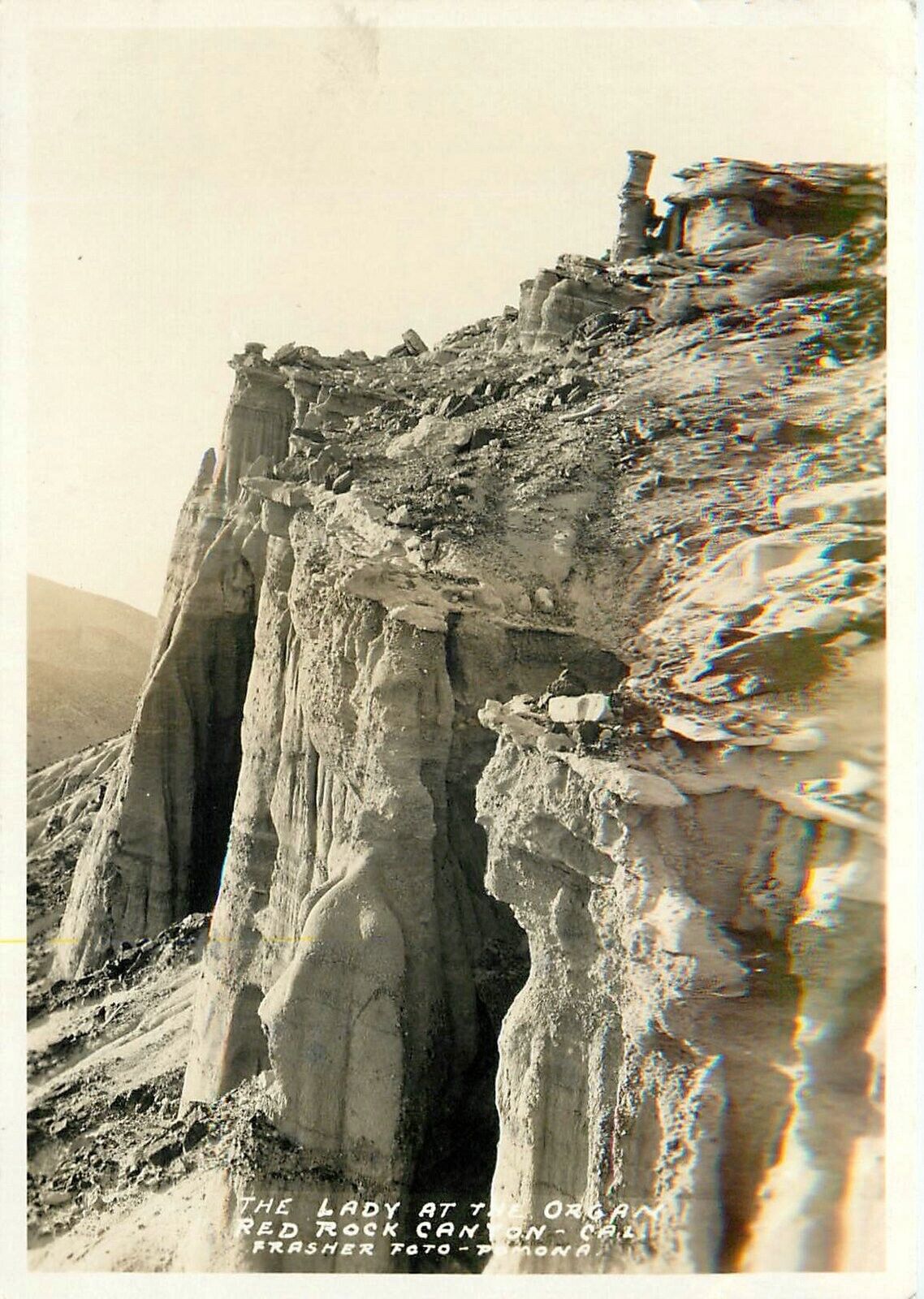 Postcard RPPC 1930s California Lady at  Organ Frasher Red Rock Canyon CA24-3400