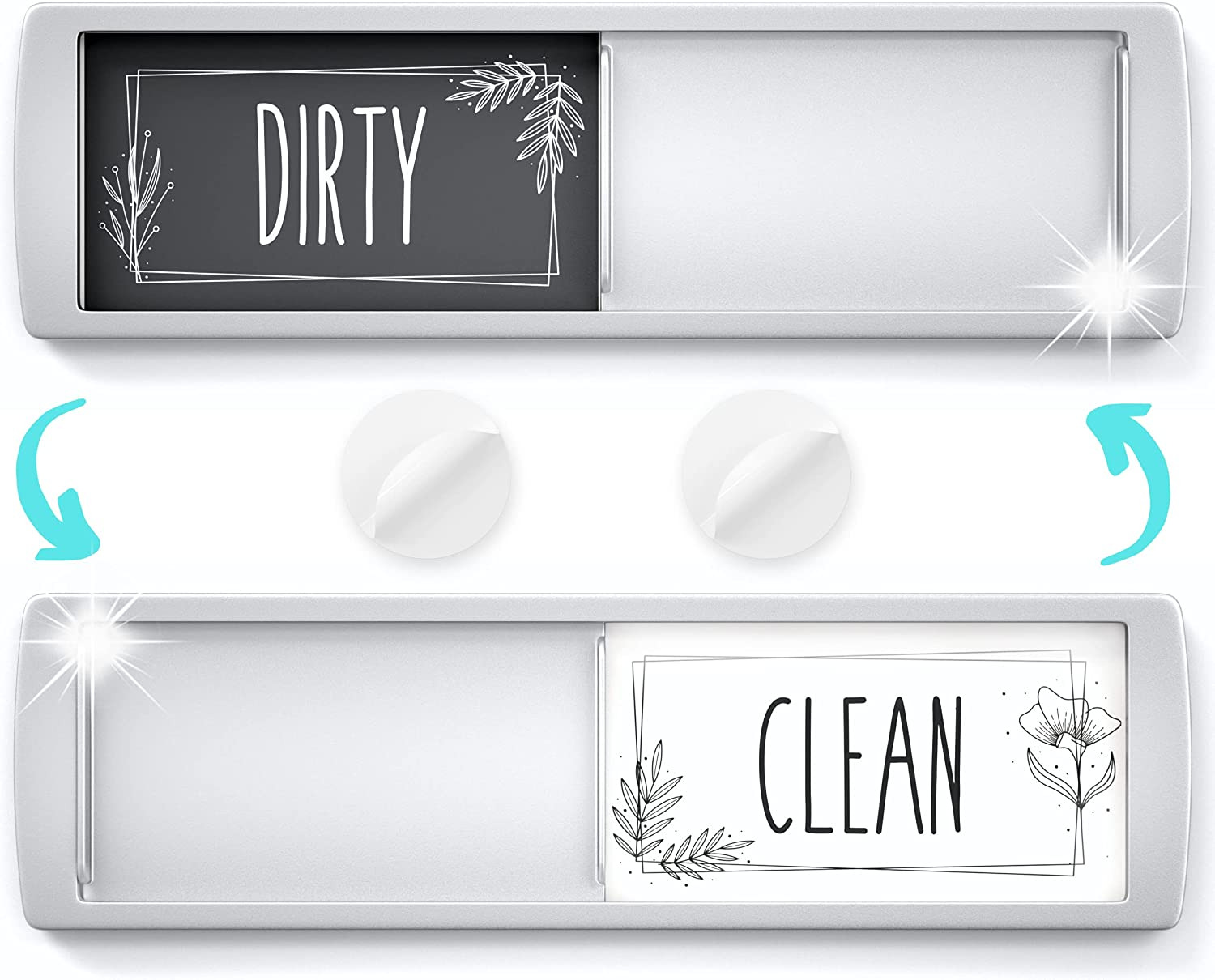ASSURED SIGNS Stylish Clean Dirty Magnet Sign - 2 by 7 Inch - Ideal Clean Dirty 