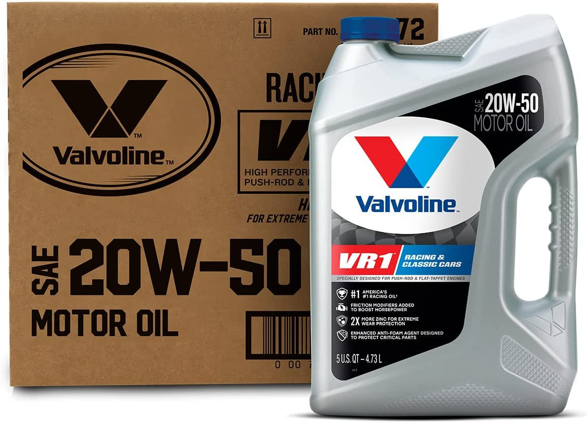 Valvoline VR1 Racing SAE 20W-50 High Performance High Zinc Motor Oil 5 QT, 3pack