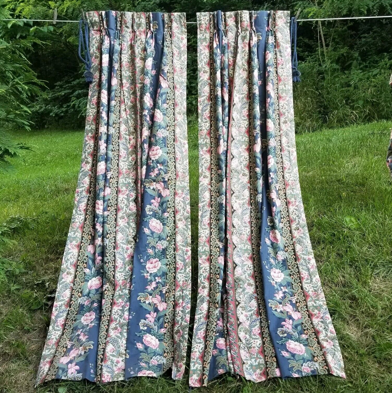 Vintage Pinch Pleated Curtains Drapes 82x24\