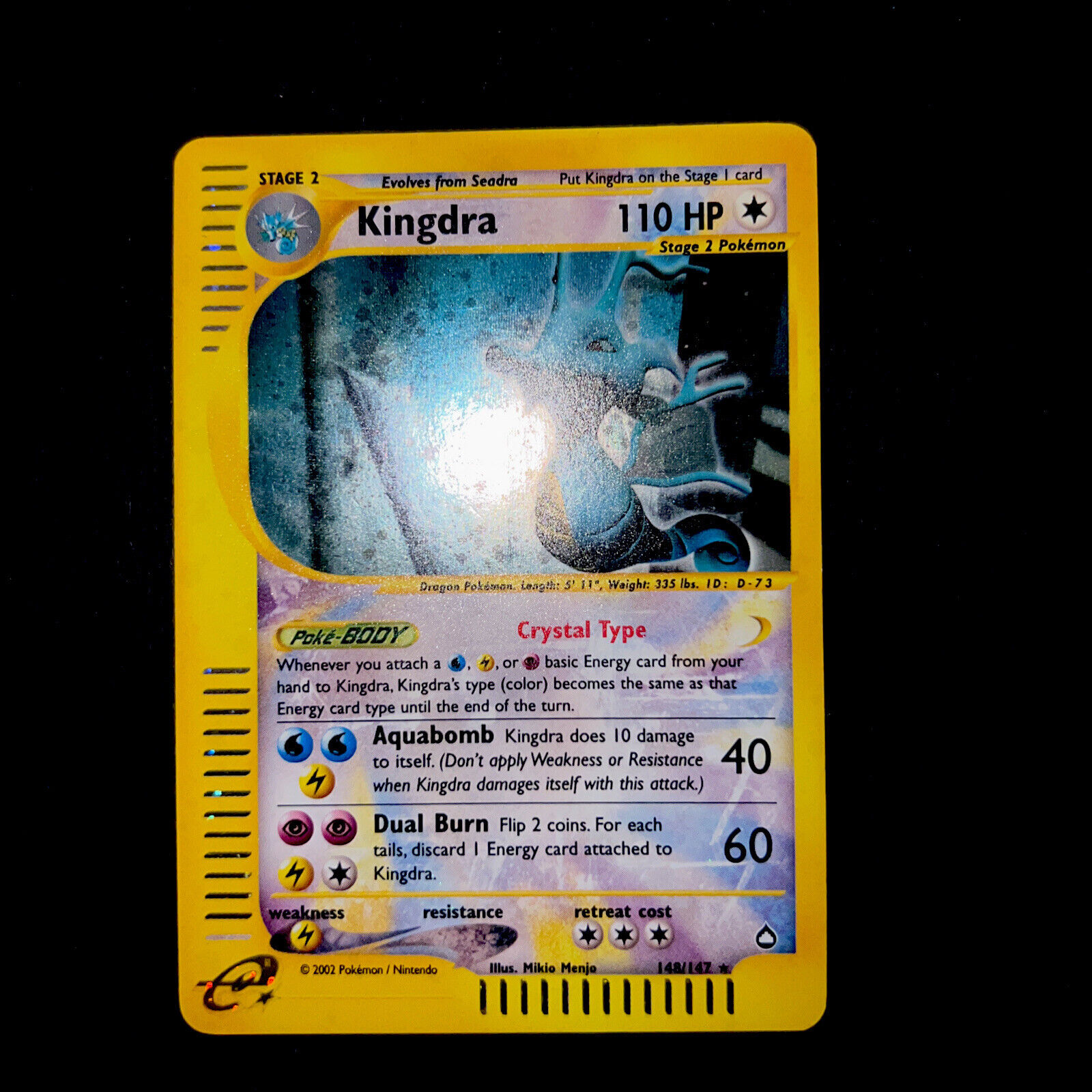 Pokemon Kindgra Crystal 148/147 Aquapolis Holo ENG - No Charizard Gold Star
