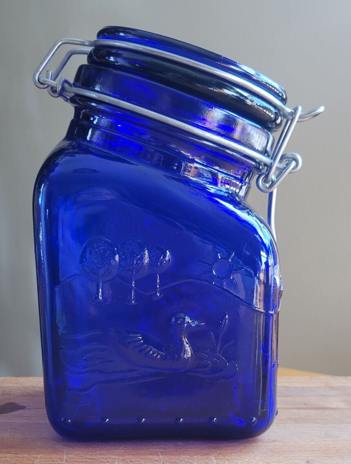 Vintage Italian Canister Jar Cobalt Blue W/Latch Made In Italy Toscana 1861