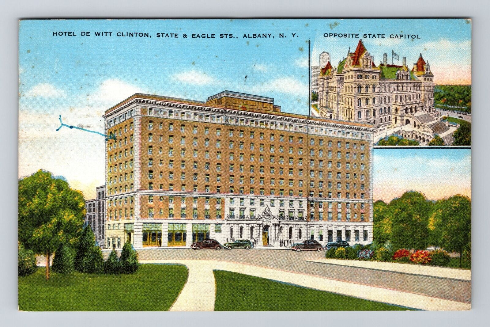 Albany NY-New York, Hotel De Witt Clinton, Antique, c1945 Vintage Postcard