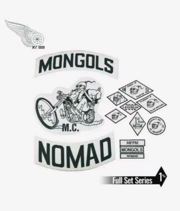 13PCS/ SET MONGOLS NOMAD Biker Vest Embroidered 1% IN Memory