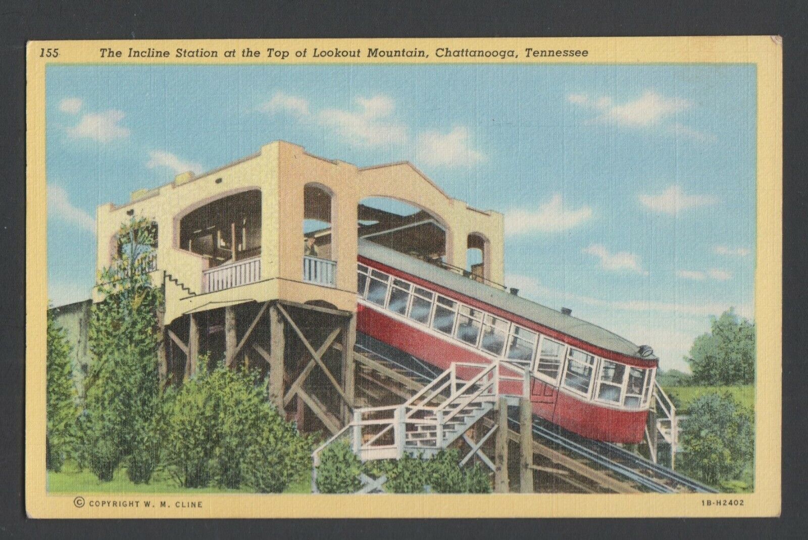 old postcard Incline Station & Car top Lookout Mountain Chattanooga, Tennessee