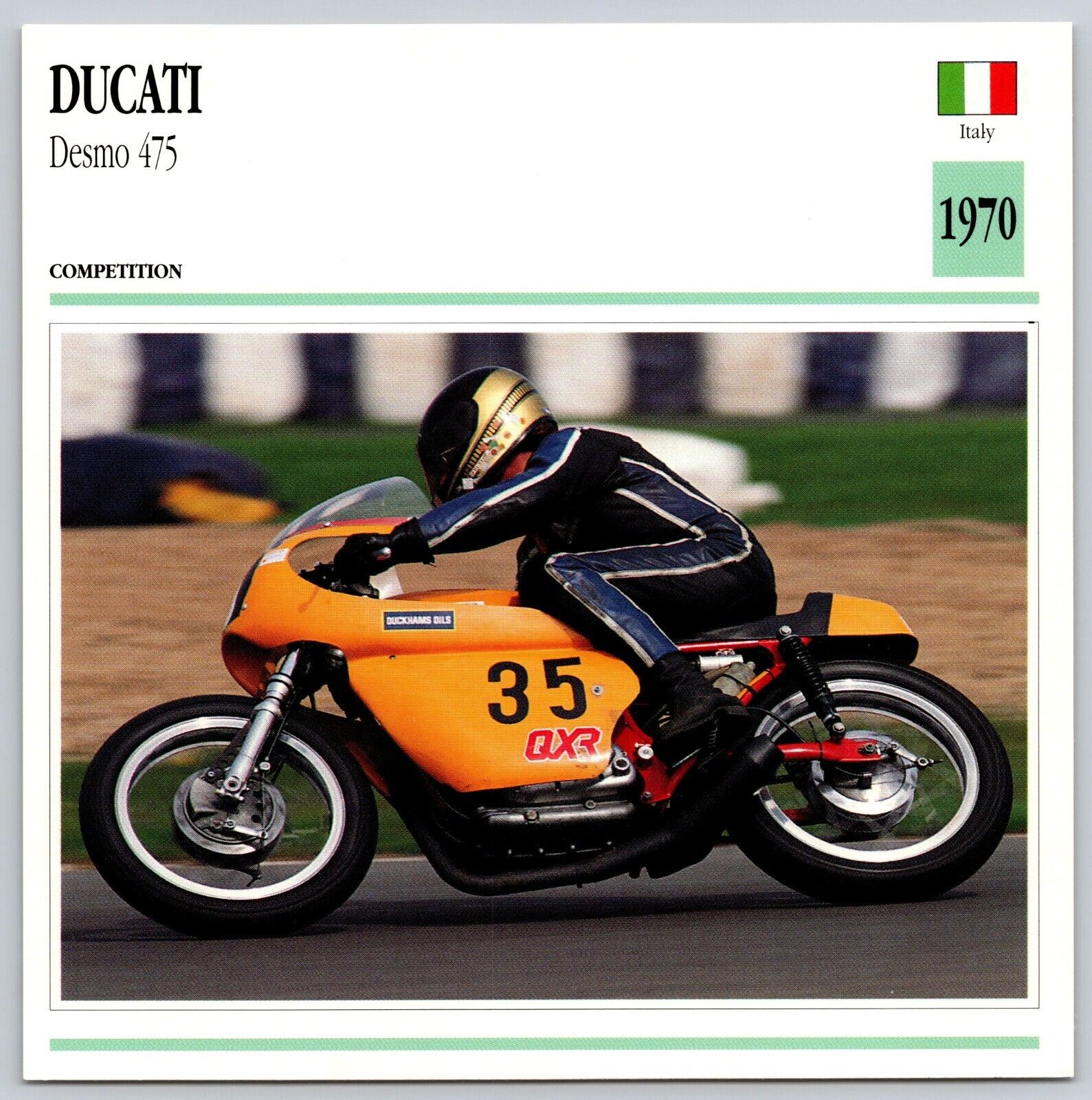 Ducati Desmo 475 Competition 1970 Italy Edito Service Atlas Motorcycle Card