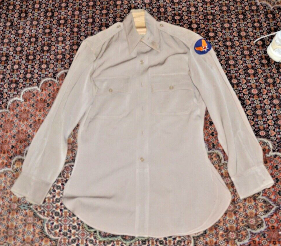WWII US Army  Military Uniform Tan Khaki Brown Shirt Blouse B17 Bomb Squadron