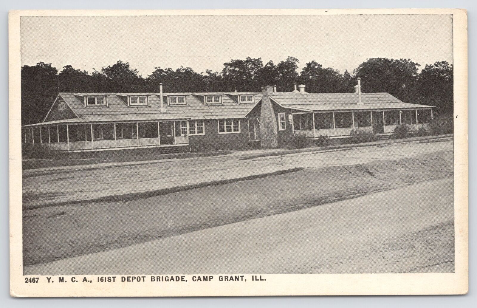 Military~WWI~Army~Camp Grant IL~YMCA~161st Depot Brigade~B&W~Vintage Postcard