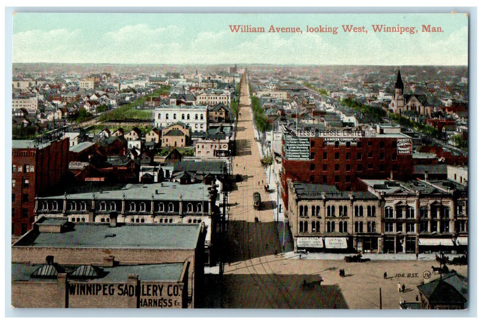 c1910 William Avenue Looking West Winnipeg Manitoba Canada Unposted Postcard