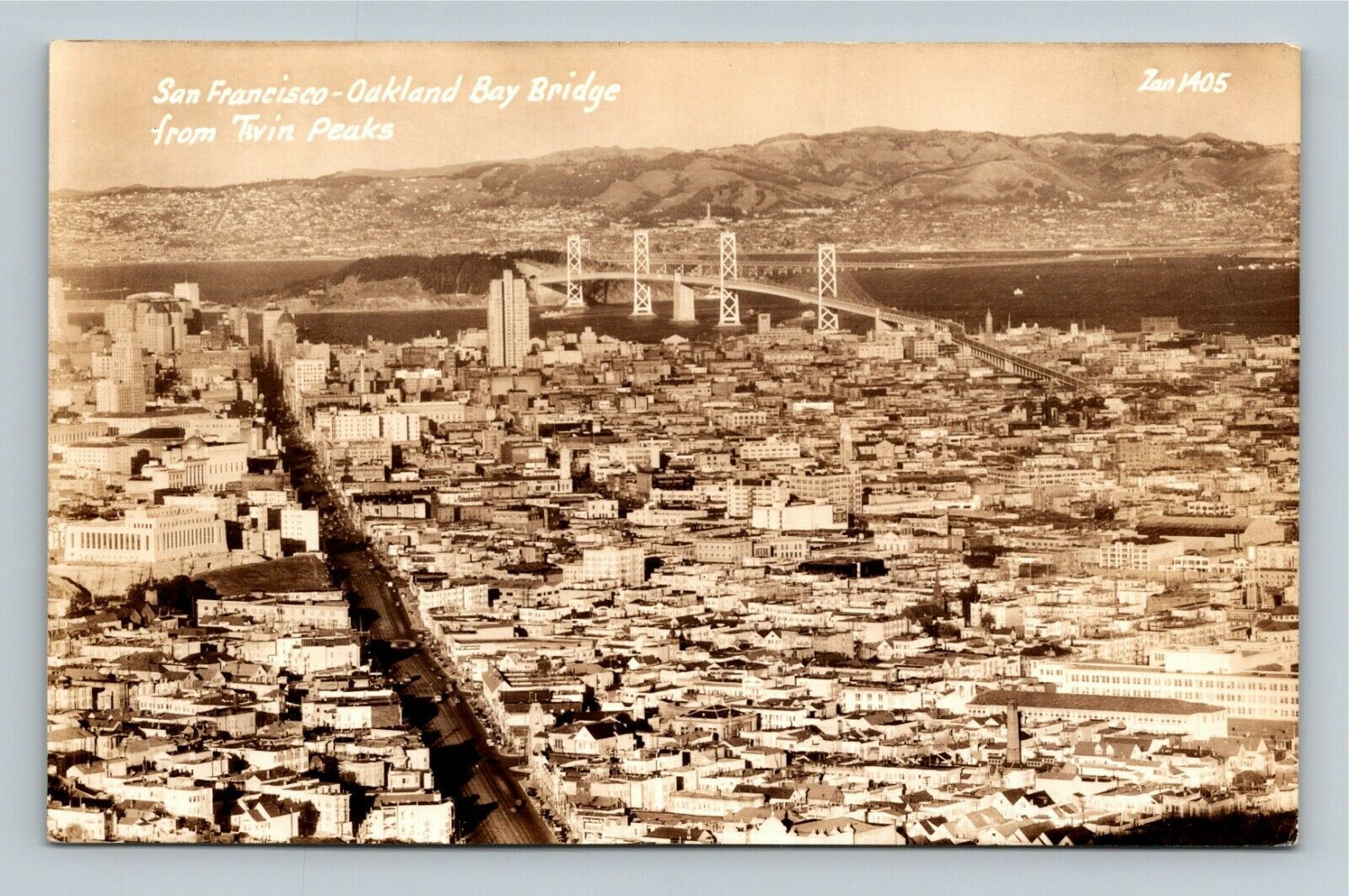 RPPC San Francisco CA-California, Aerial View Of Bay Bridge, Real Photo Postcard