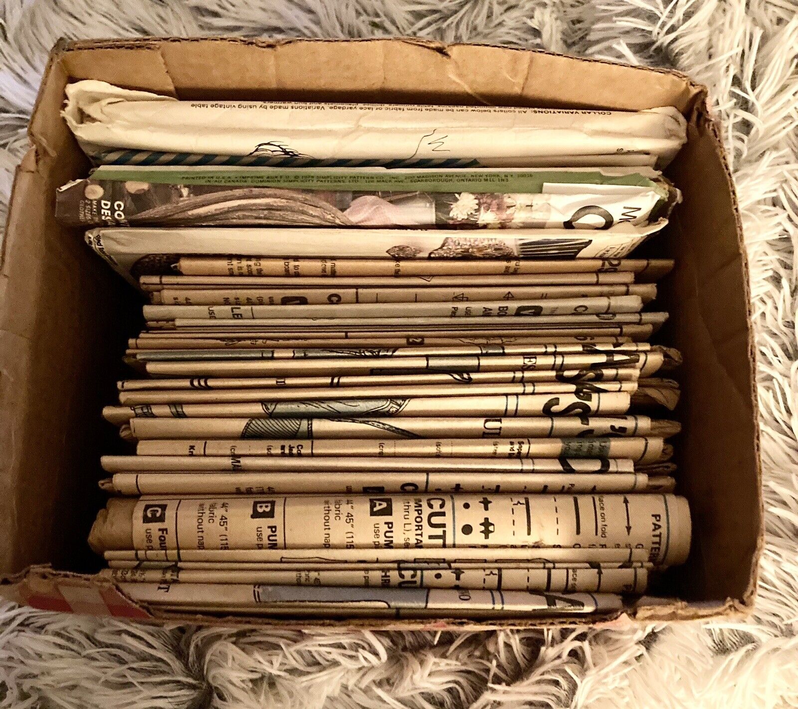 Box Of 29 Vintage McCalls & Simplicity Clothing & Craft Patterns