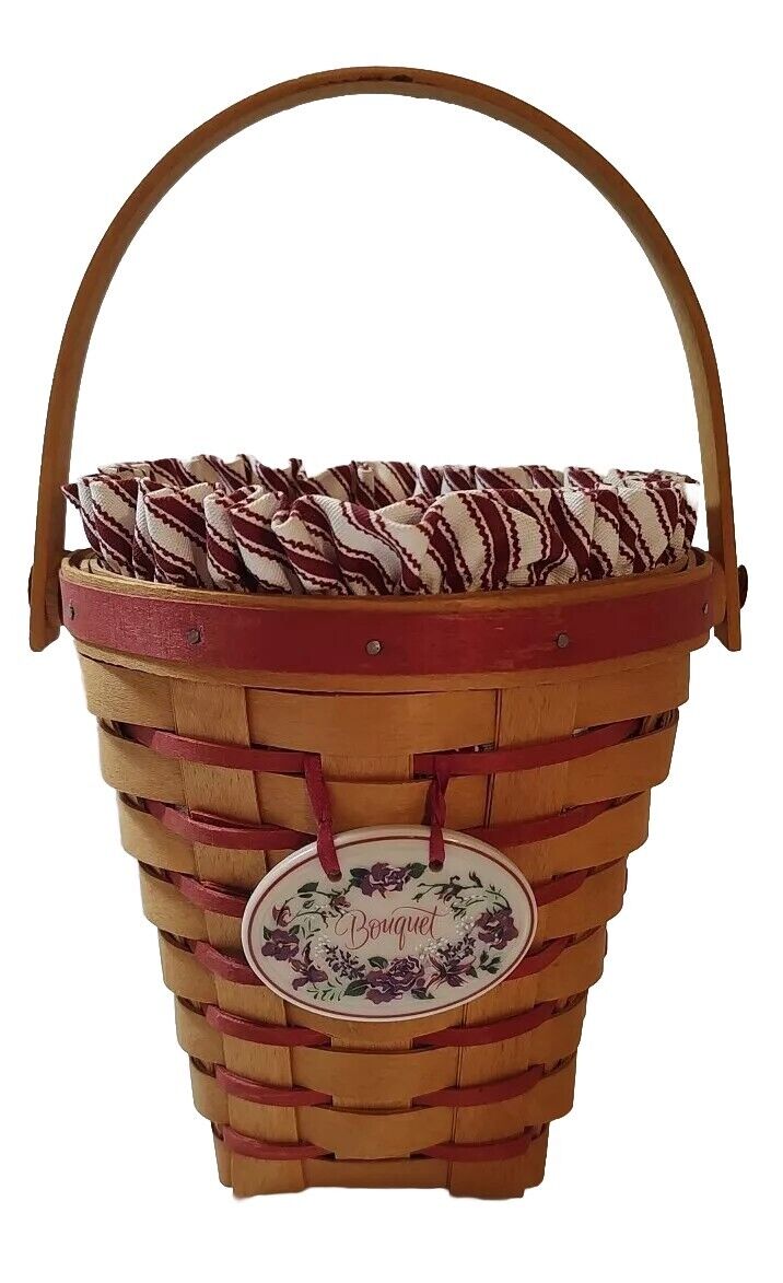 Vintage Longaberger 1996 Sweetheart Bouquet Basket Protector Liner & Tie-On