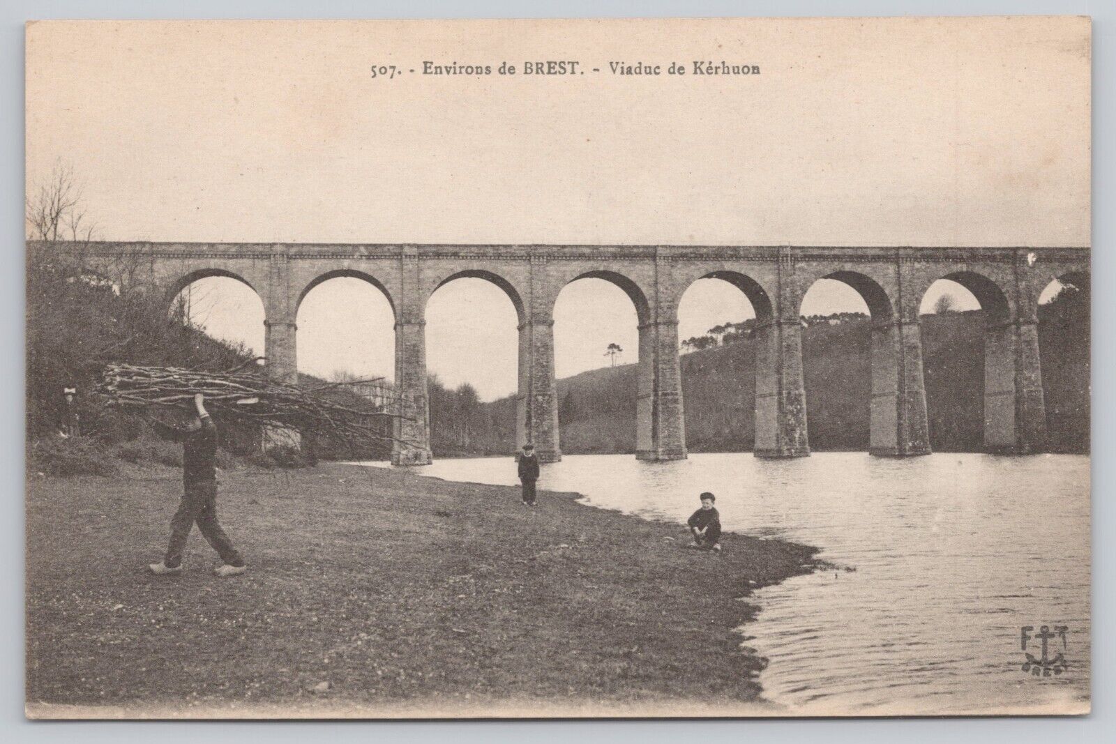Brest France, Kerhuon Viaduct, Railroad Bridge, Vintage Postcard