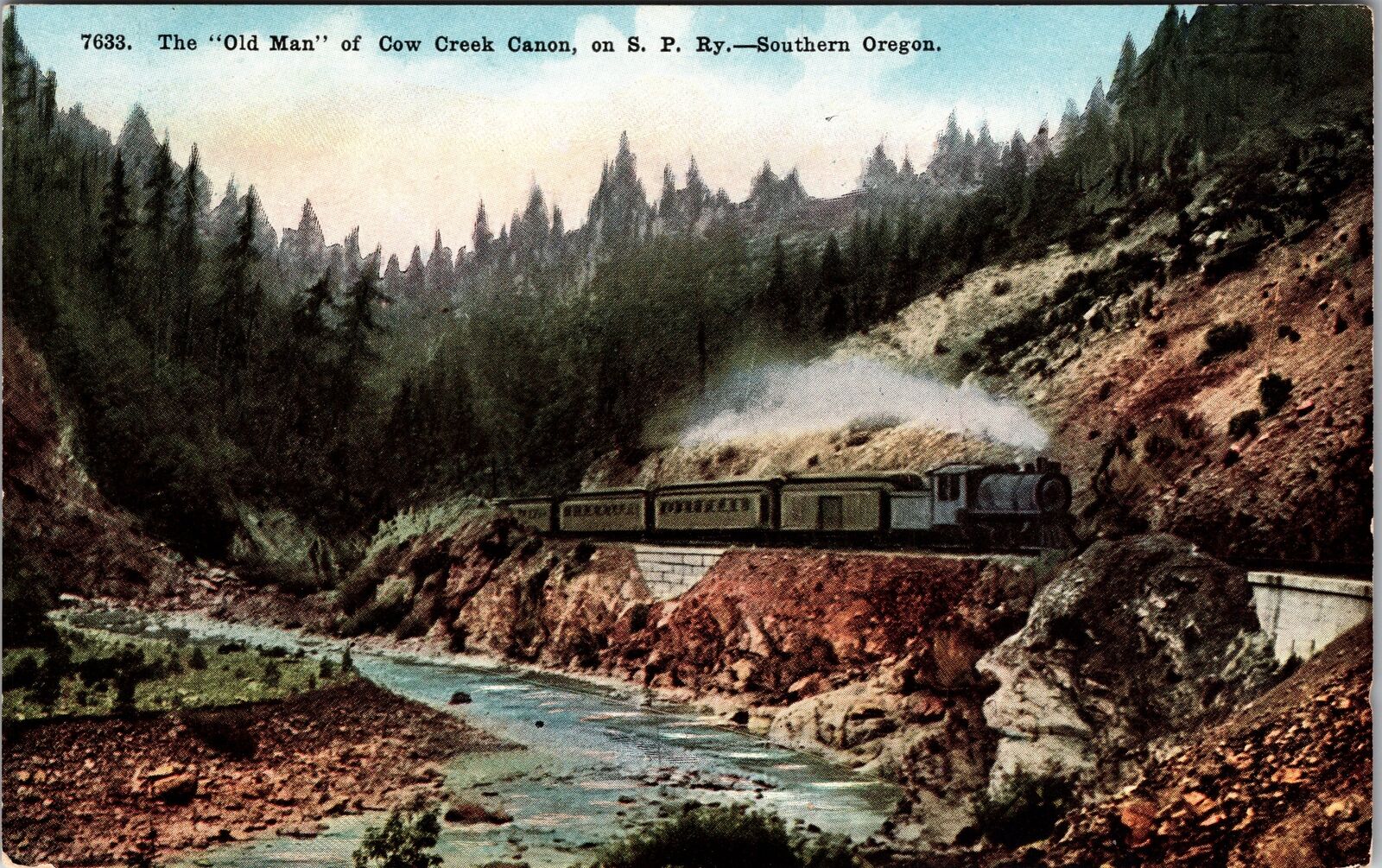 Southern OR-Oregon, The Old Man Cow Creek Canon, Train, Vintage Postcard