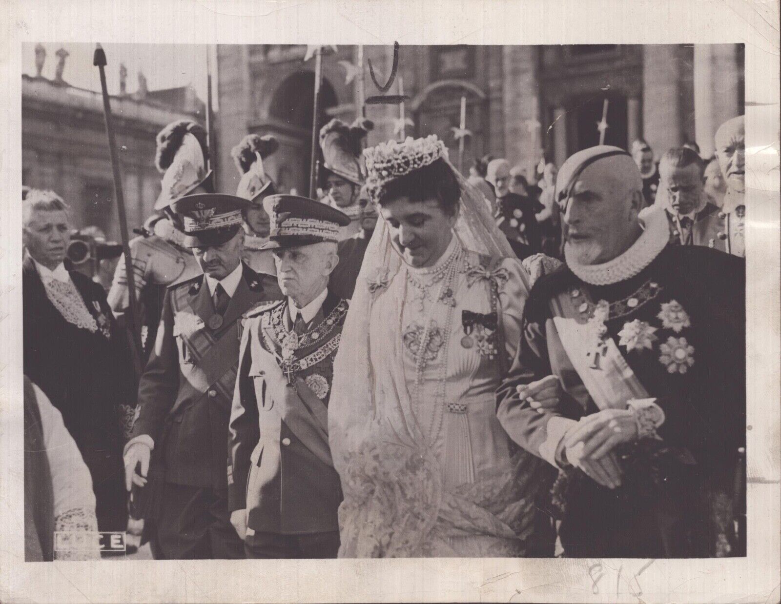 King Victor Emmanuel and Queen Elena of Italy - Pope Visit - Press Photo