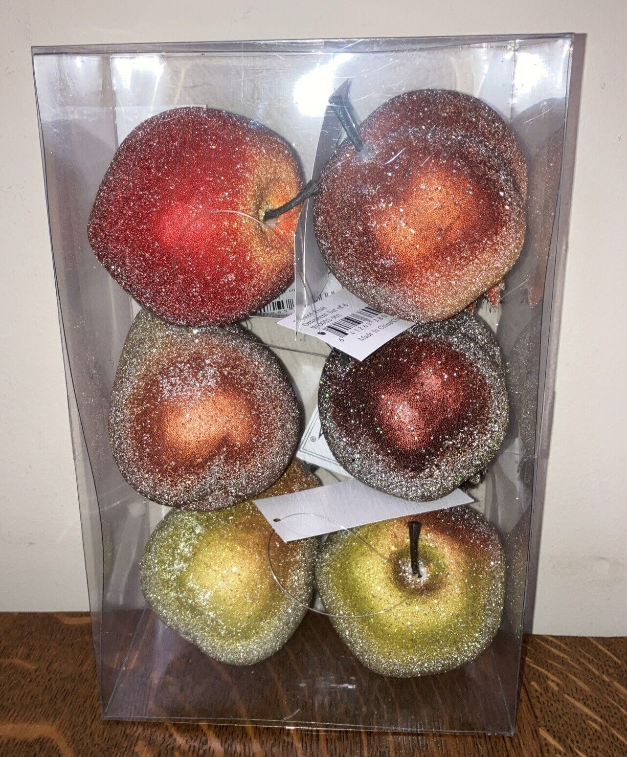 Set of 6 Mikasa Sugar Beaded Glitter Fruit Ornaments 