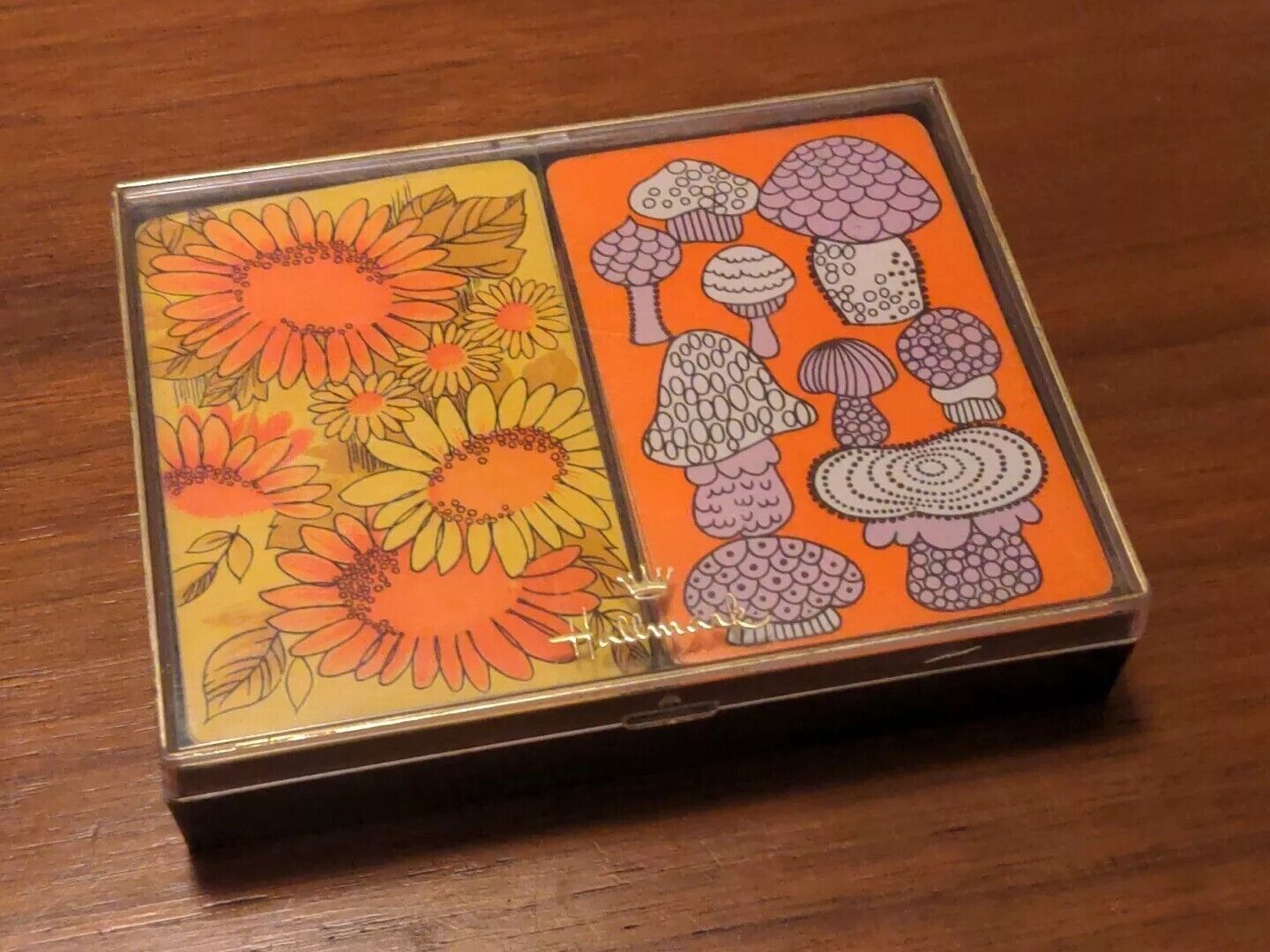 RaRe VinTagE HALLMARK MUSHROOMS FLOWERS Playing Cards in case 60s/70s 