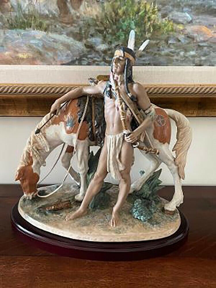 Indian Brave Lladro Native American figurines RETIRED Horse American West 
