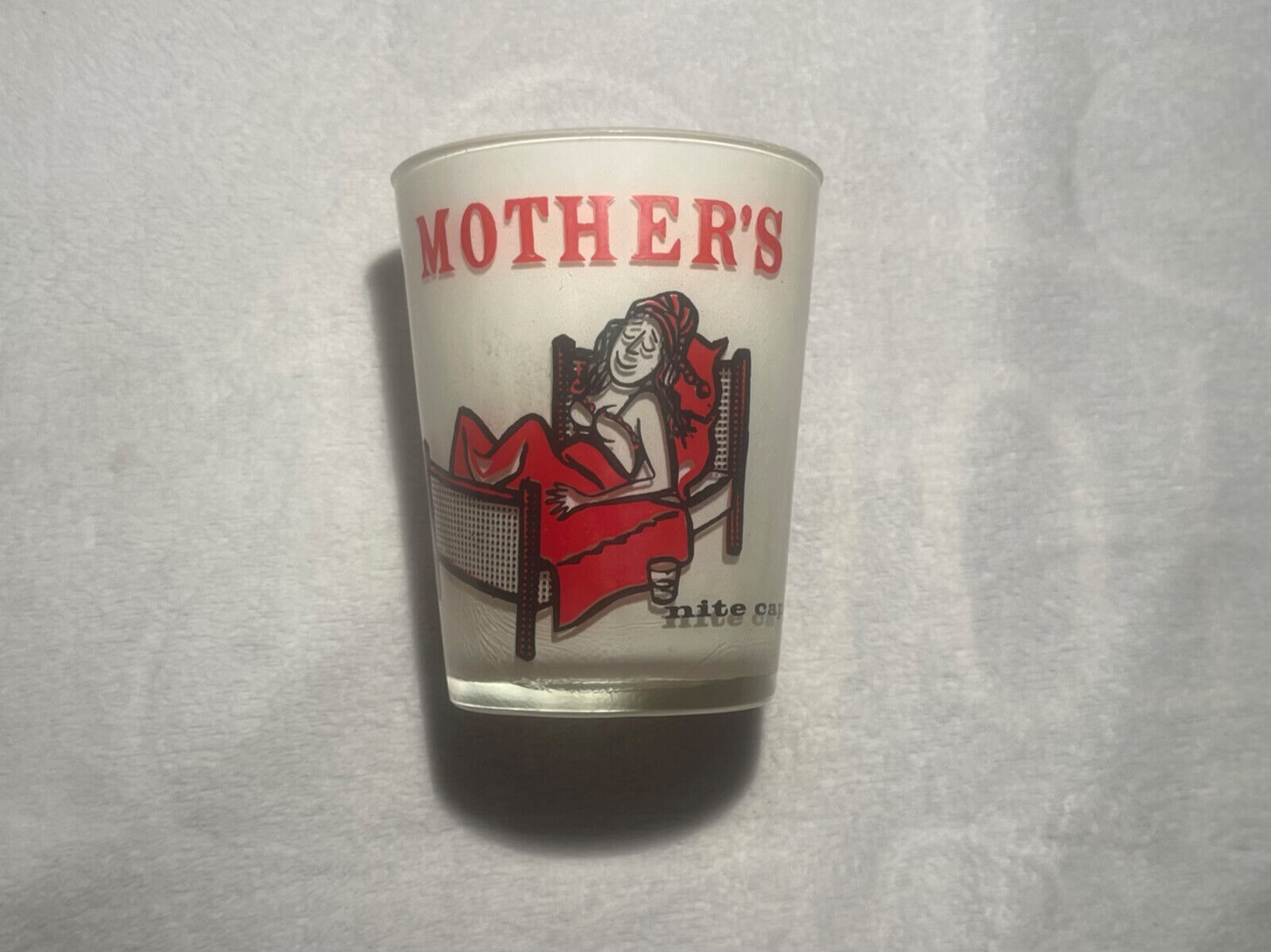 Vintage Mother's Glass Nite Cap Frosted Barware Novelty Gift Cup