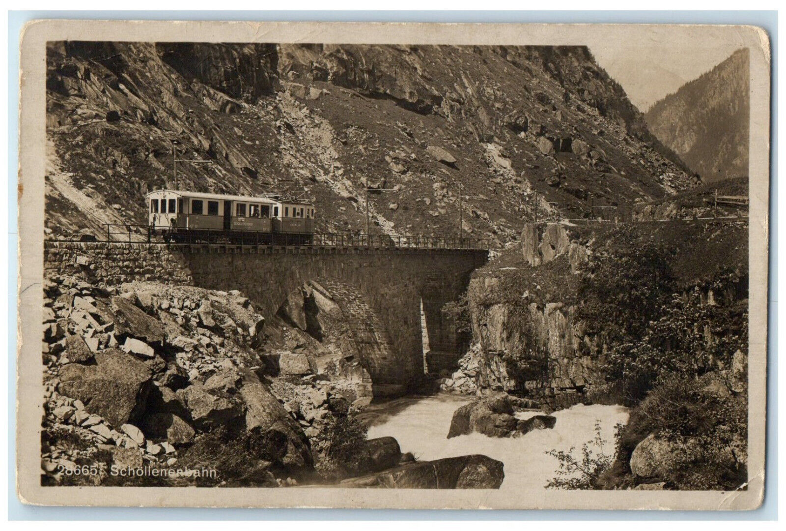 c1920\'s Goschenen to Andermatt Train Railway Switzerland RPPC Photo Postcard