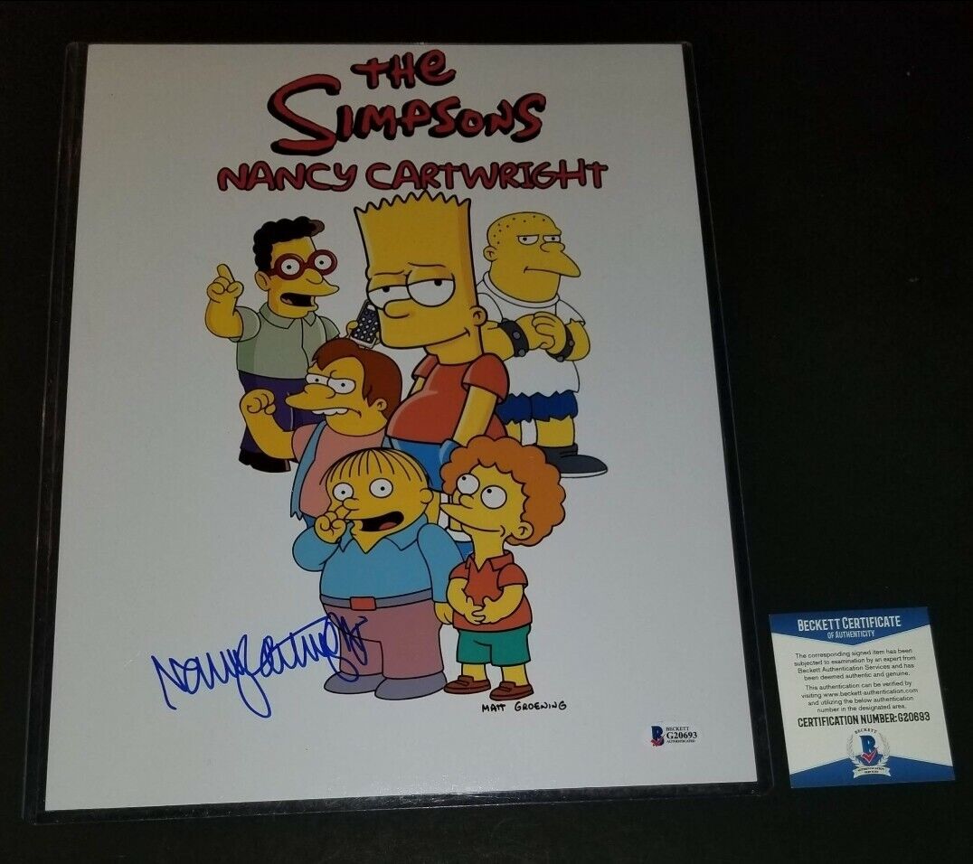 Nancy Cartwright Signed Autographed The Simpsons 11x14 Beckett COA 