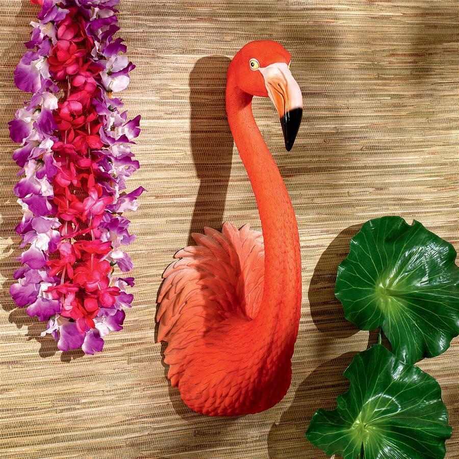 South Seas Tropical Bird Tiki Bar Decor Flamingo Wall Mount Den Trophy Sculpture