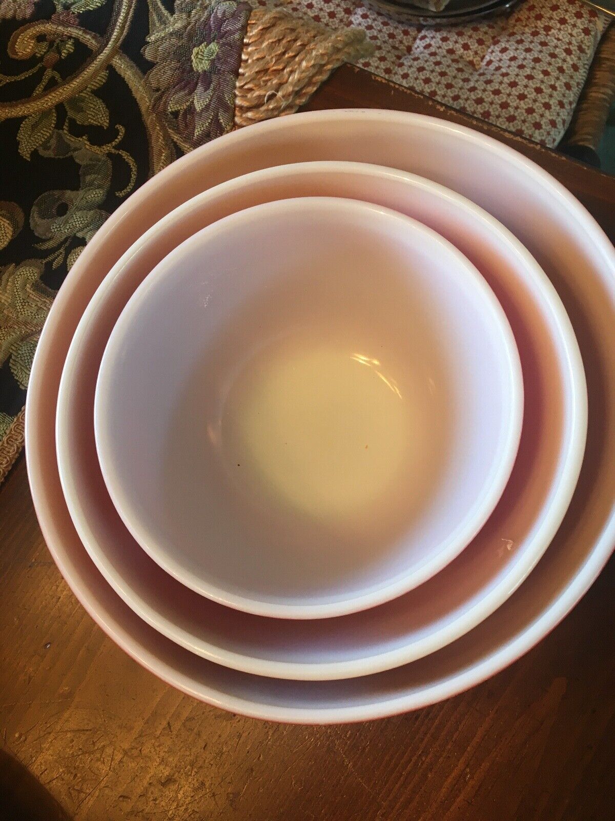 Vintage Set of 3 Pyrex Burnt Orange Mixing Bowls #401 #402 #403