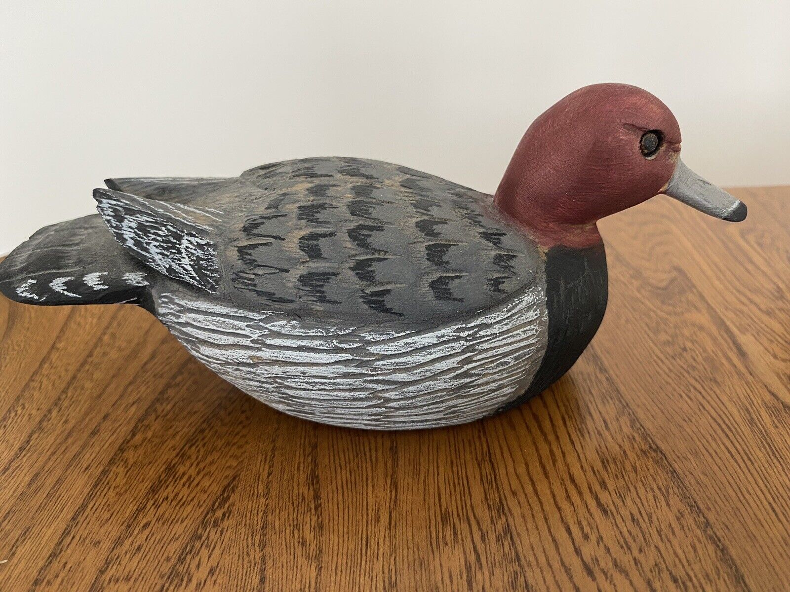 Eugene Ownby Vintage Wood Carved  Red Head Duck Miniature Decoy. Approx. 6\