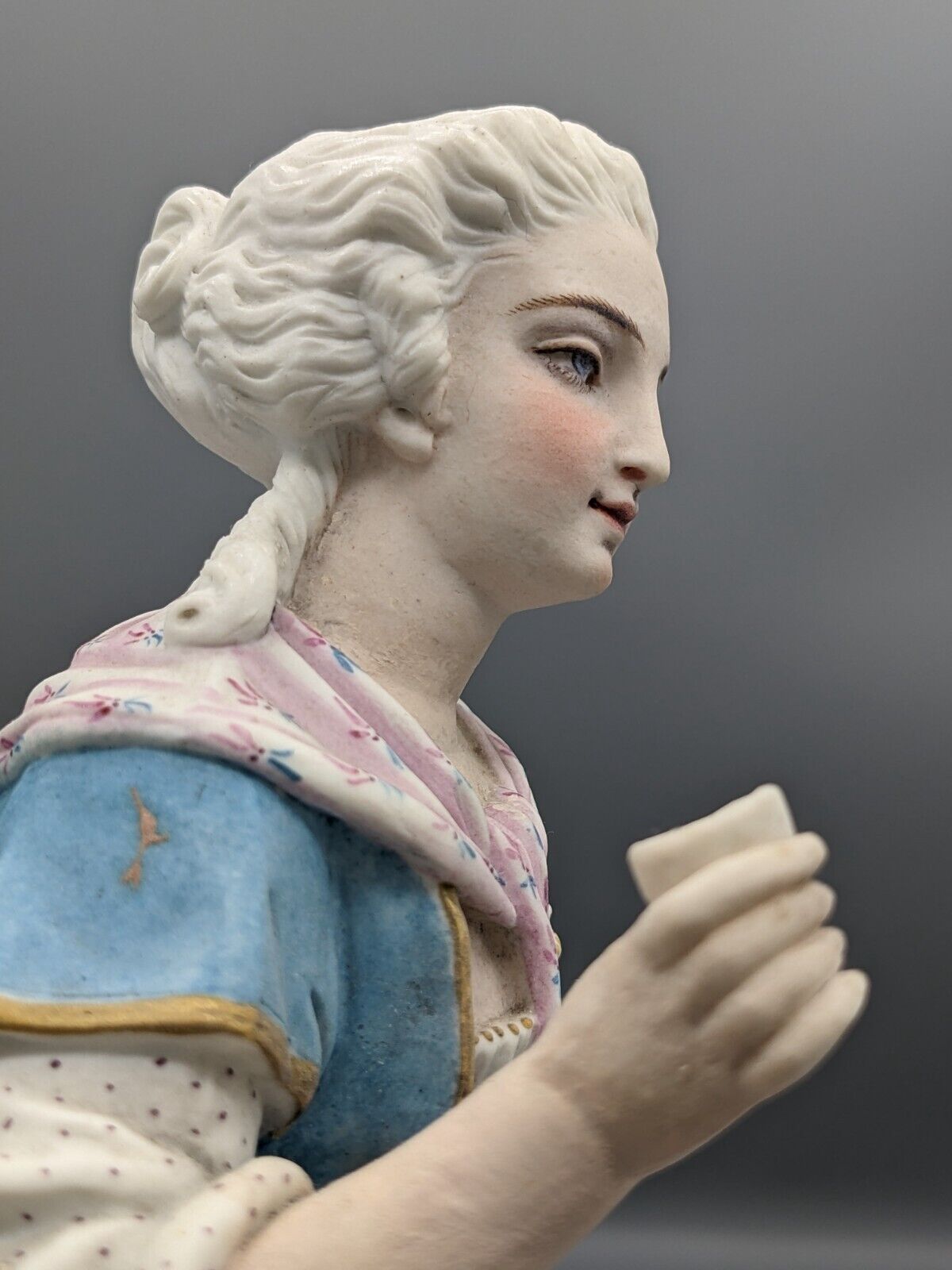 19c Antique Chantilly French Porcelain Figurine Countryside Girl 13\