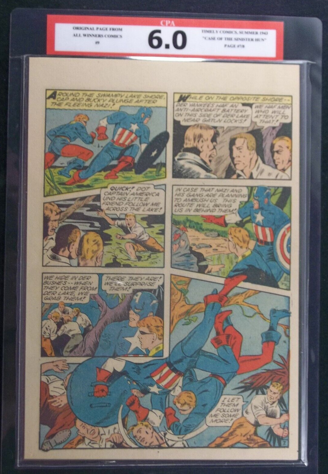 All Winners Comics #9 CPA 6.0 SINGLE PAGE #7/8 Captain America Timely Comics