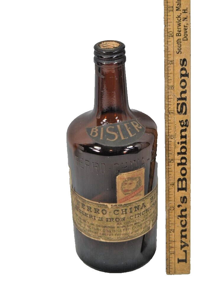antique quack medicine bottle Ferro Bislers Bitters secret formula original 