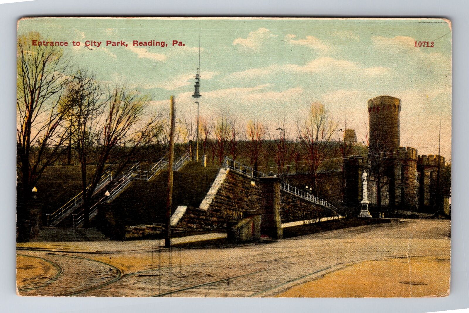Reading PA-Pennsylvania, Entrance To City Park, Antique Vintage Postcard