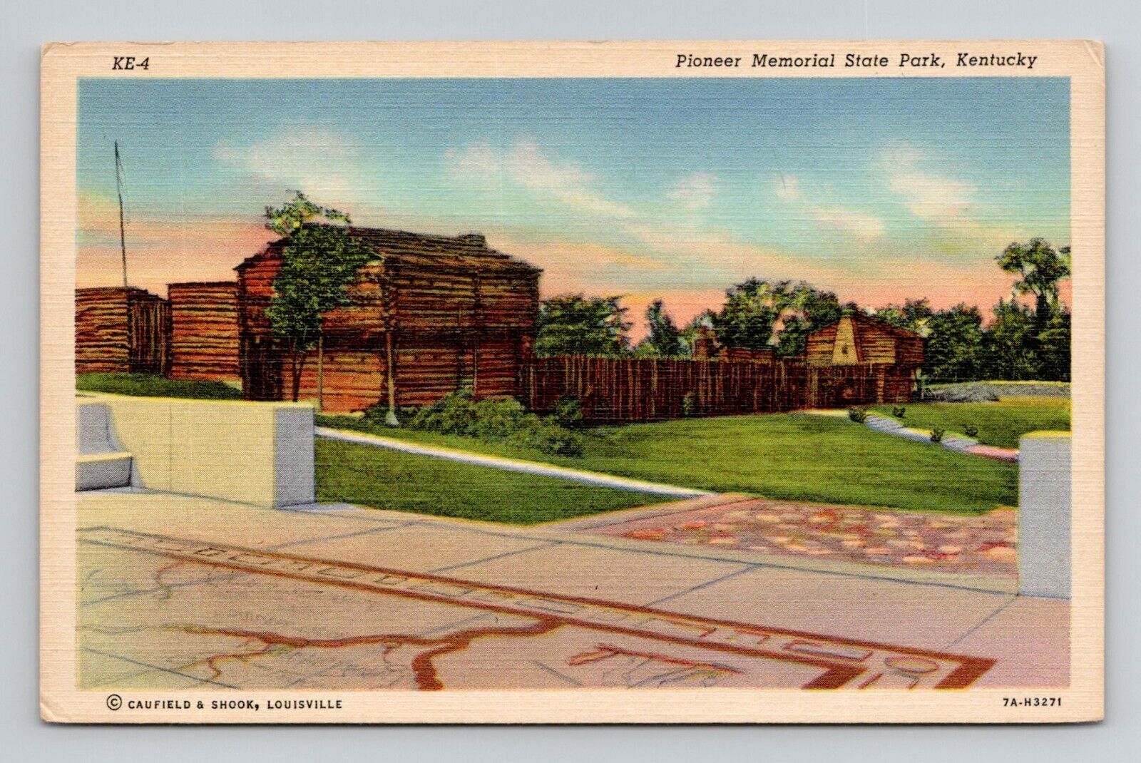 Postcard Pioneer Memorial State Park Louisville KY, Vintage Linen N12
