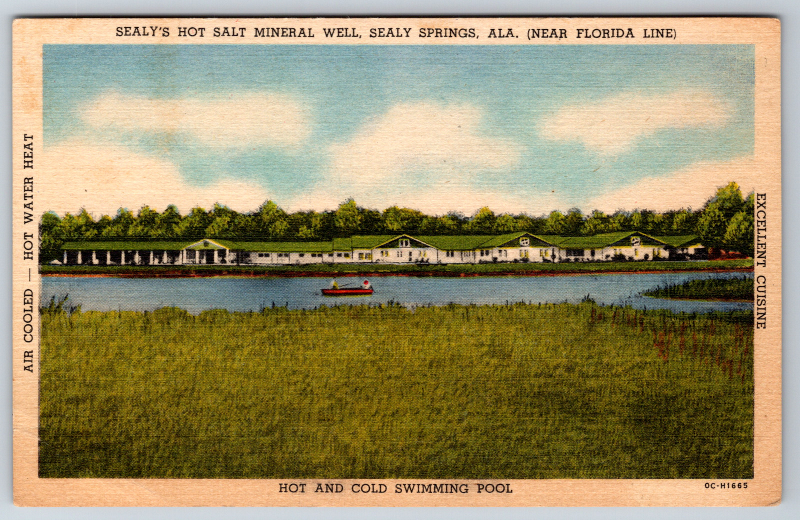 Sealy\'s Hot Salt Mineral Well Sealy Springs, AL Air Cooled Hot Water  Postcard