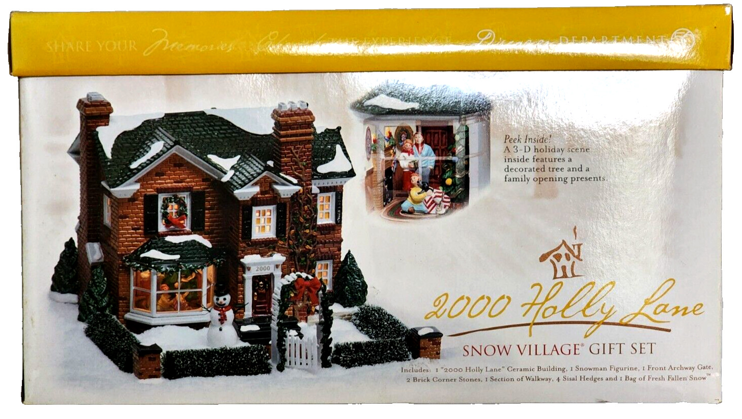 Dept 56 2000 Holly Lane Snow Village Gift Set 54977 W/Box Light & Cord Read