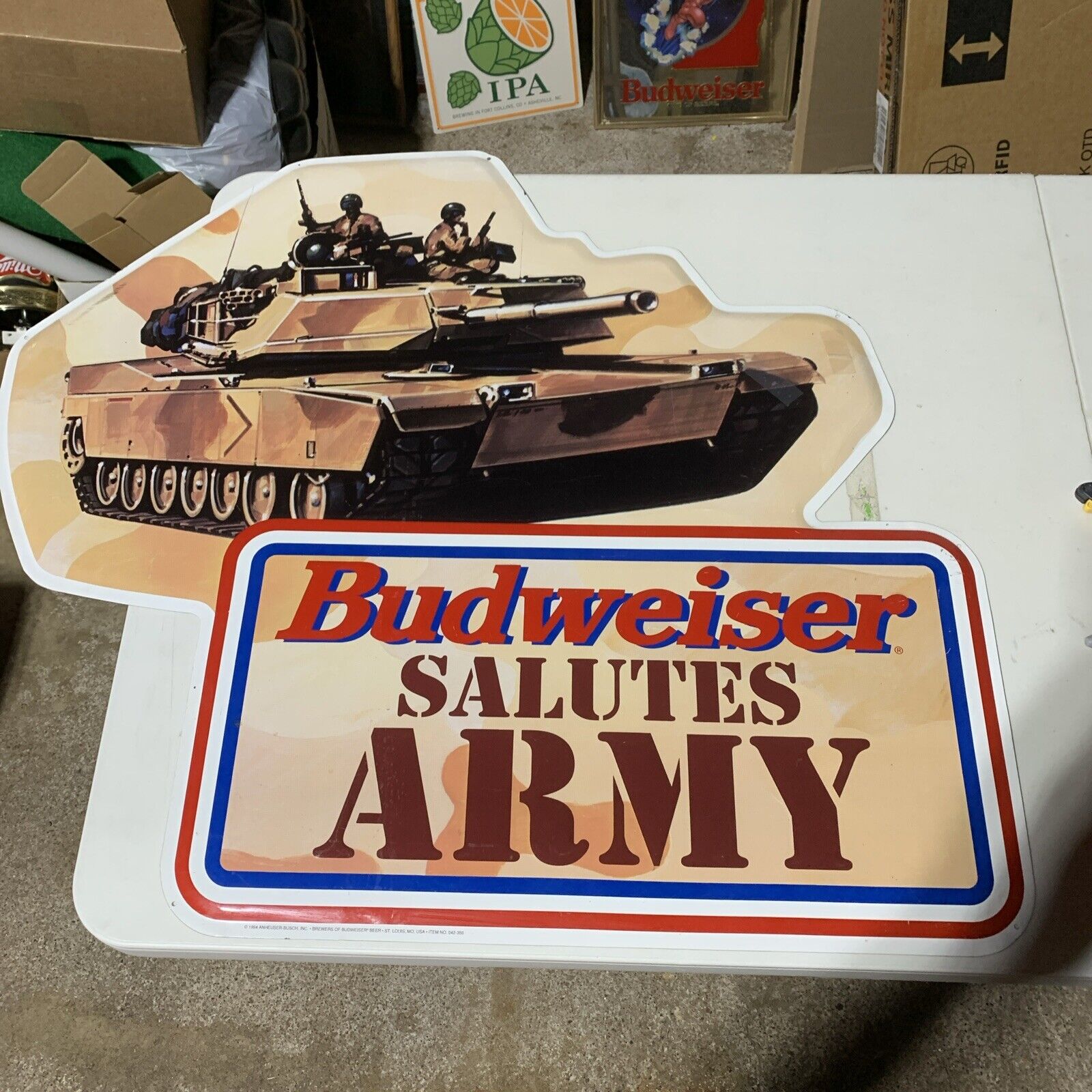 1994 Budweiser Beer Salutes The Army Large Metal Sign Embossed 32x28