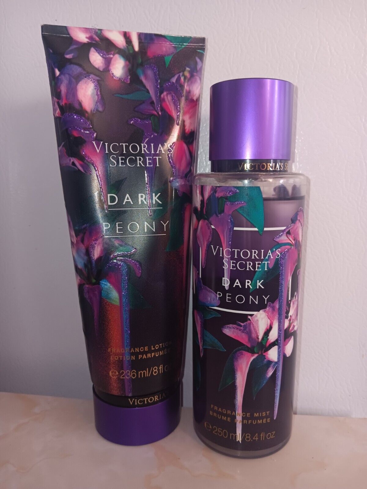 Victoria's Secret Dark Peony 8.4oz Fragrance Mist and 8oz Body Lotion