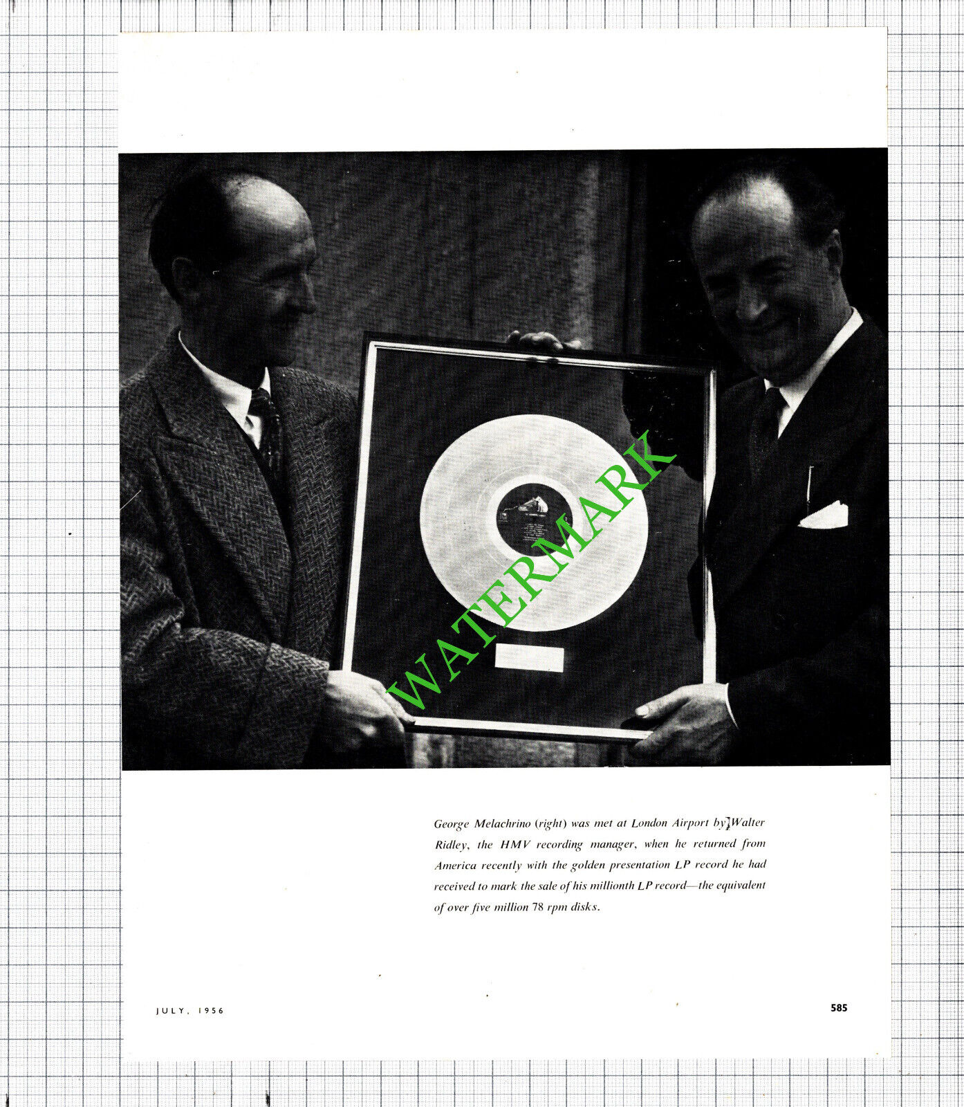 George Melachrino Walter Ridley HMV Records - 1956 Cutting
