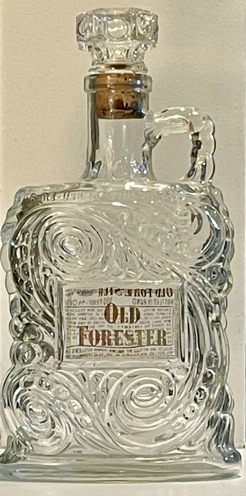 Vintage Old Forrester Bourbon Whiskey Empty Swirled Glass  1953 D10