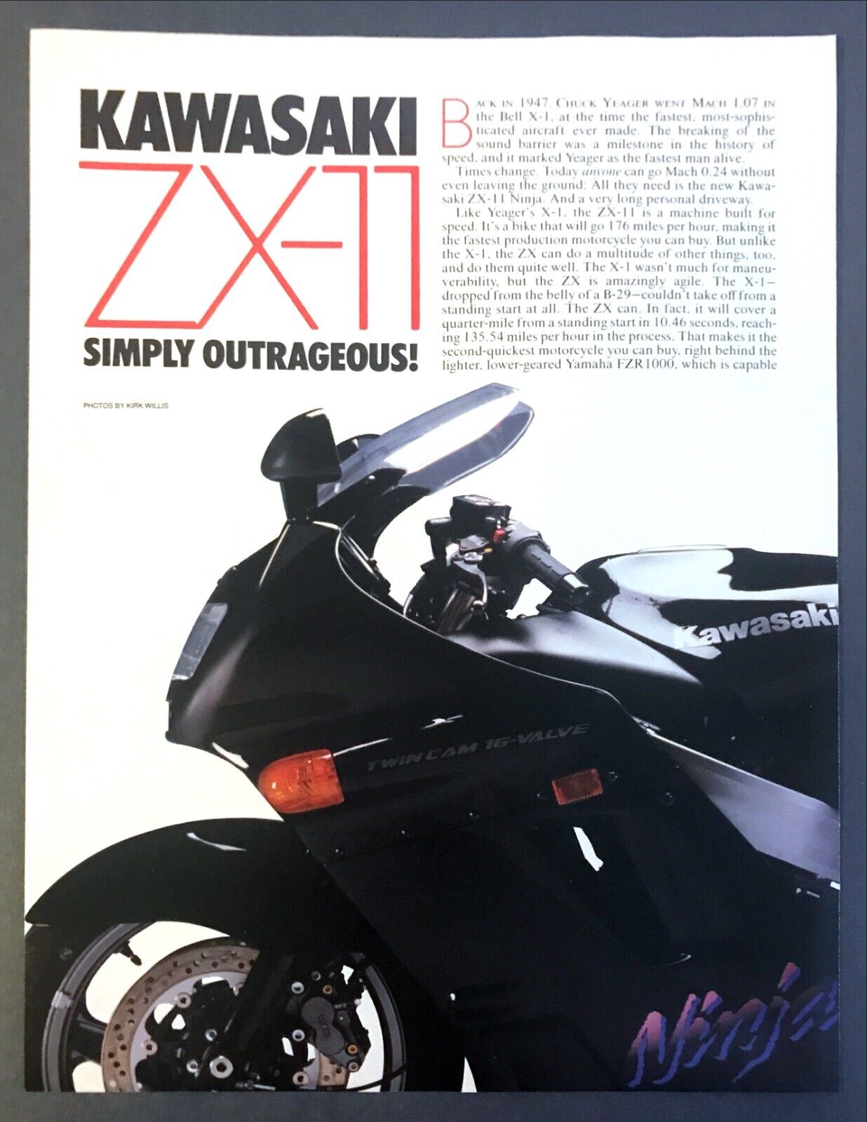 1990 Kawasaki ZX-11 Motorcycle Road Test Technical Data Photos Review Article