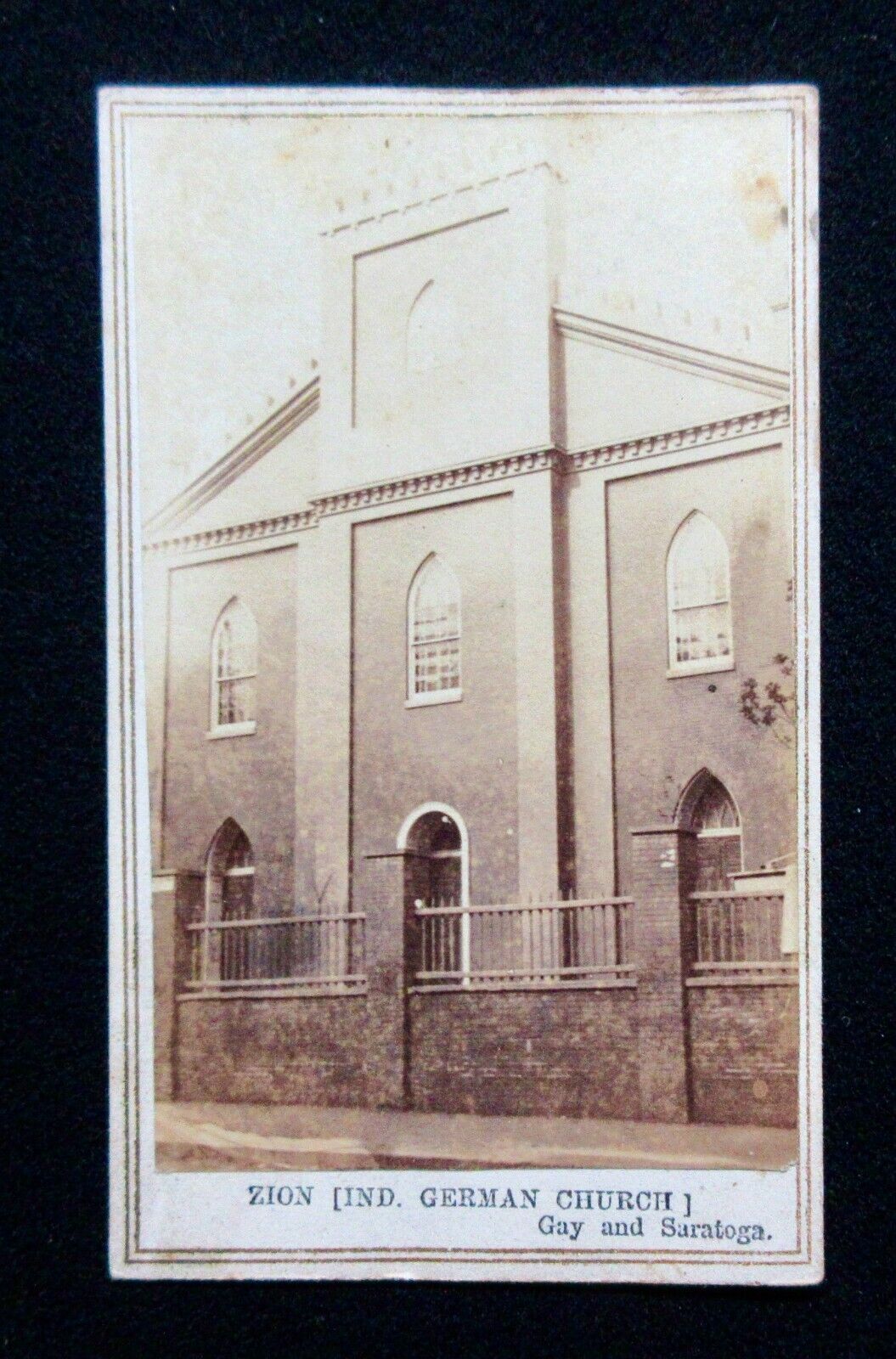 CDV -Zion Independent German Church, Baltimore, Maryland.  Circa 1864.