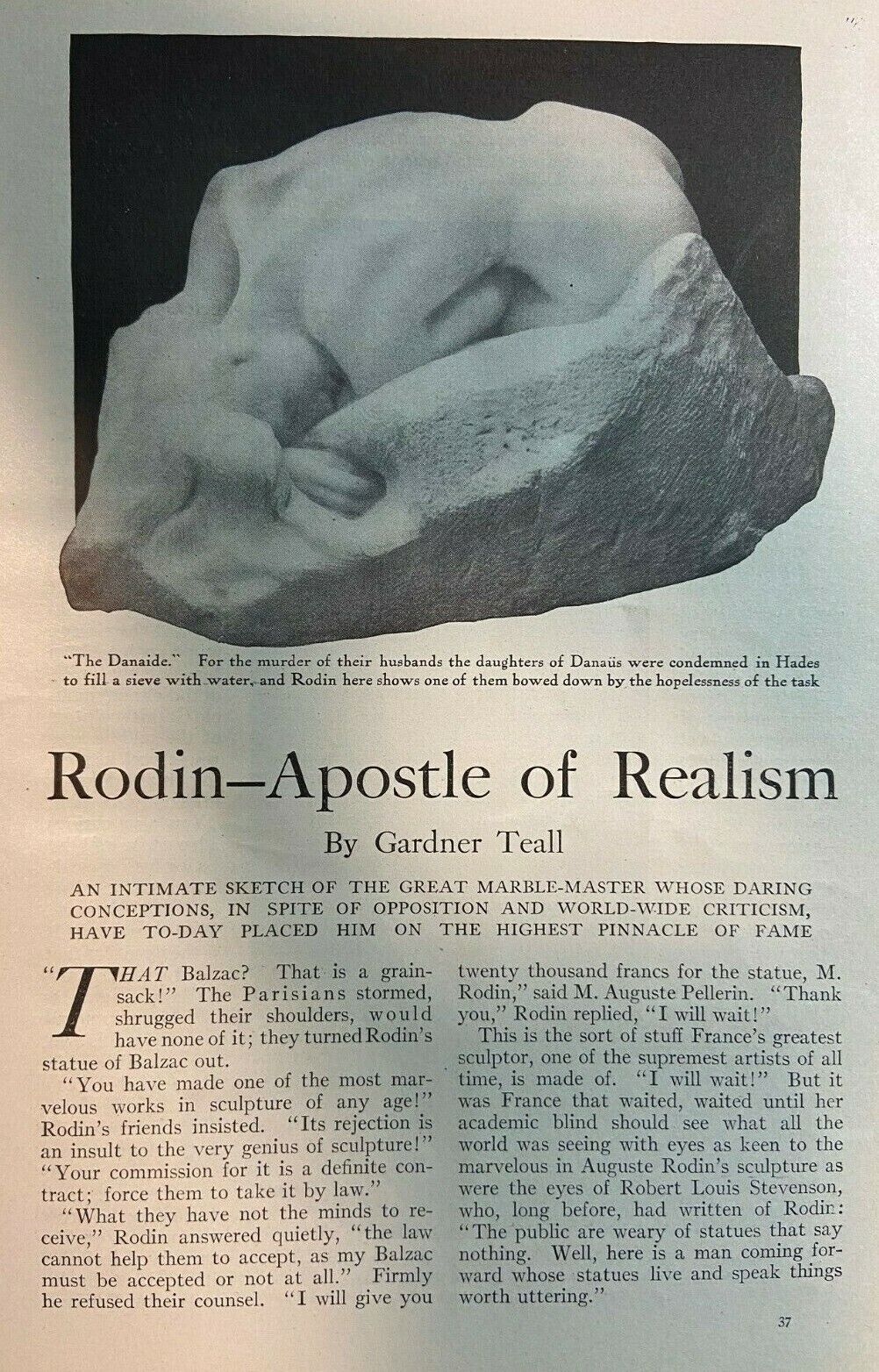 1911 Sculptor Auguste Rodin illustrated