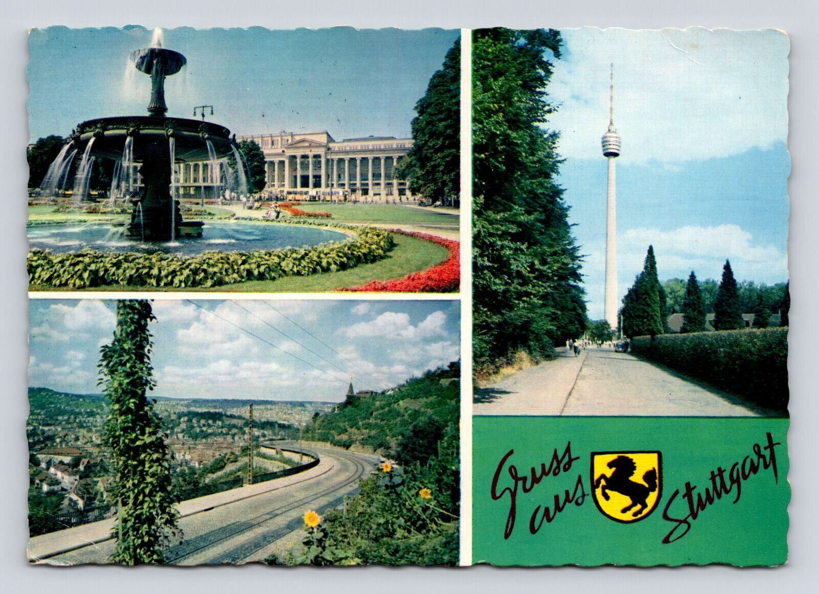 postcard GERMANY View NEUE WEINSTEIGE TELEVISION TOWER GREETINGS STUTTGART