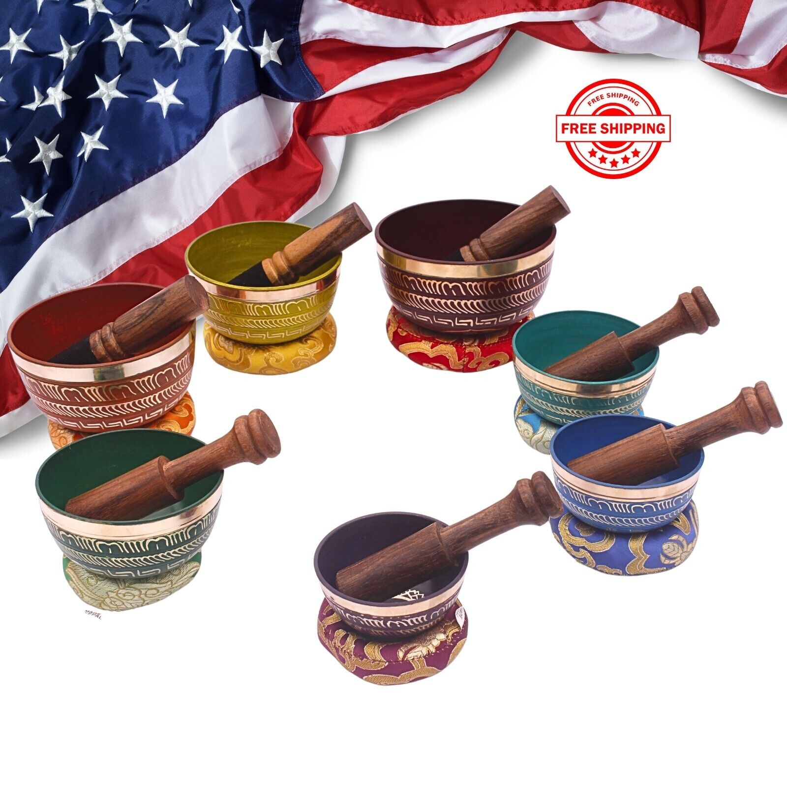 Handmade bowl set of 7-Tibetan singing bowl-Chakra set-7 chakra singing bowl set