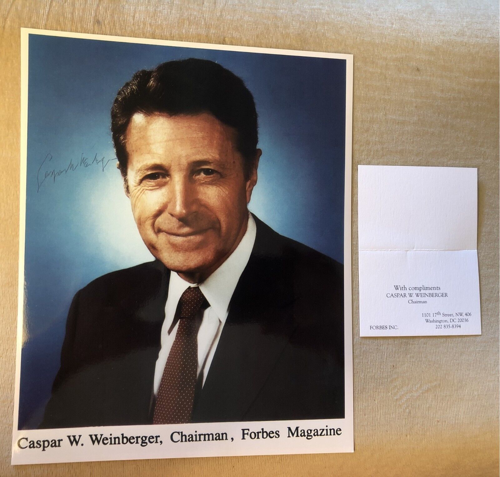 Caspar W. Weinberger Autographed Signed Photo 8x10 GOP Sec. Defense Forbes Rare