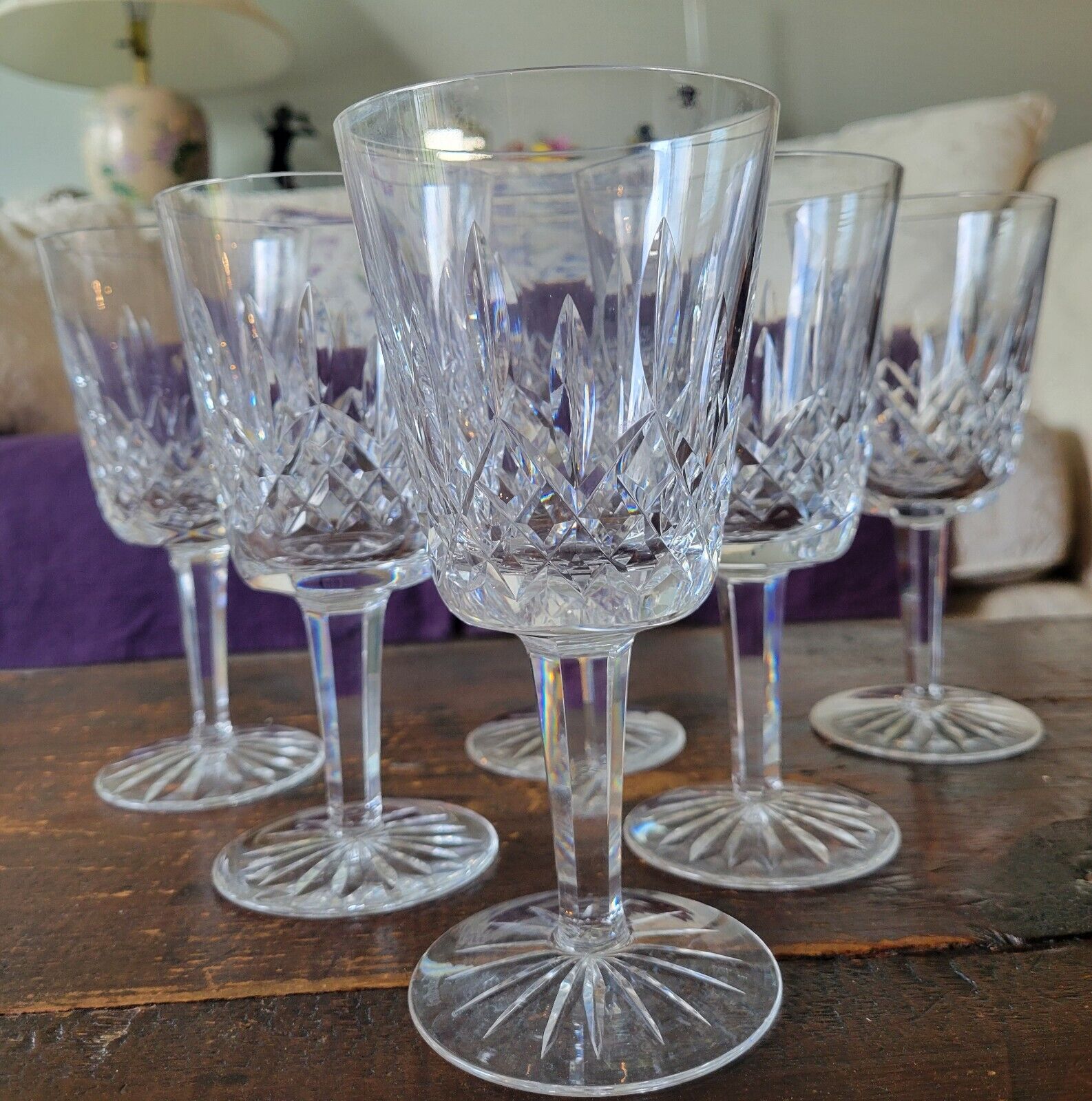 8 Waterford Lismore Red Wine/Water Goblets