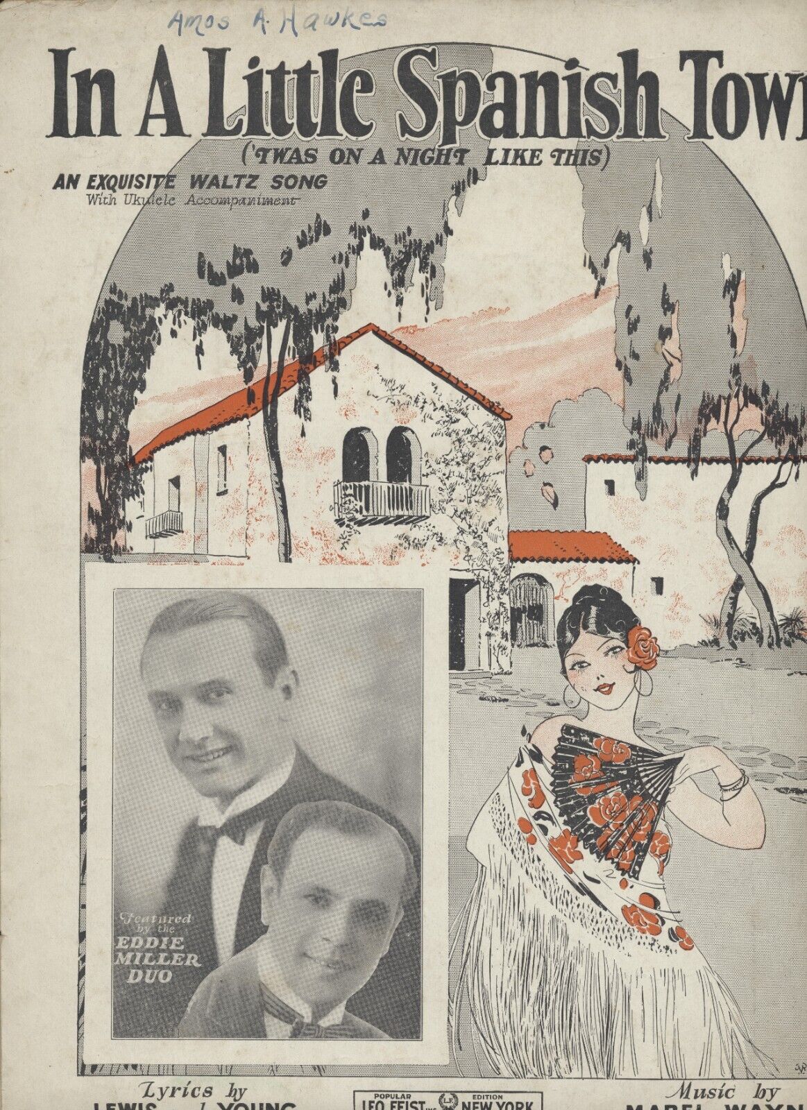 In a Little Spanish Town (\'Twas on a Night Like This) 1926 Antique Sheet Music