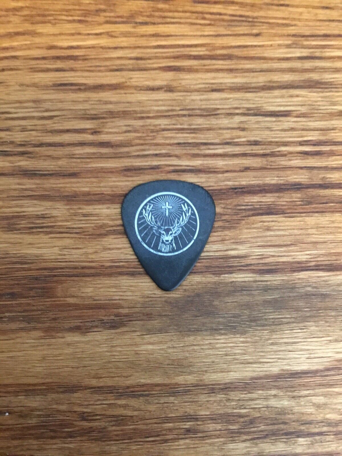 ~ Mighty Stag JAGERMEISTER Logo~  White Ink on Gray Tortex Guitar Pick